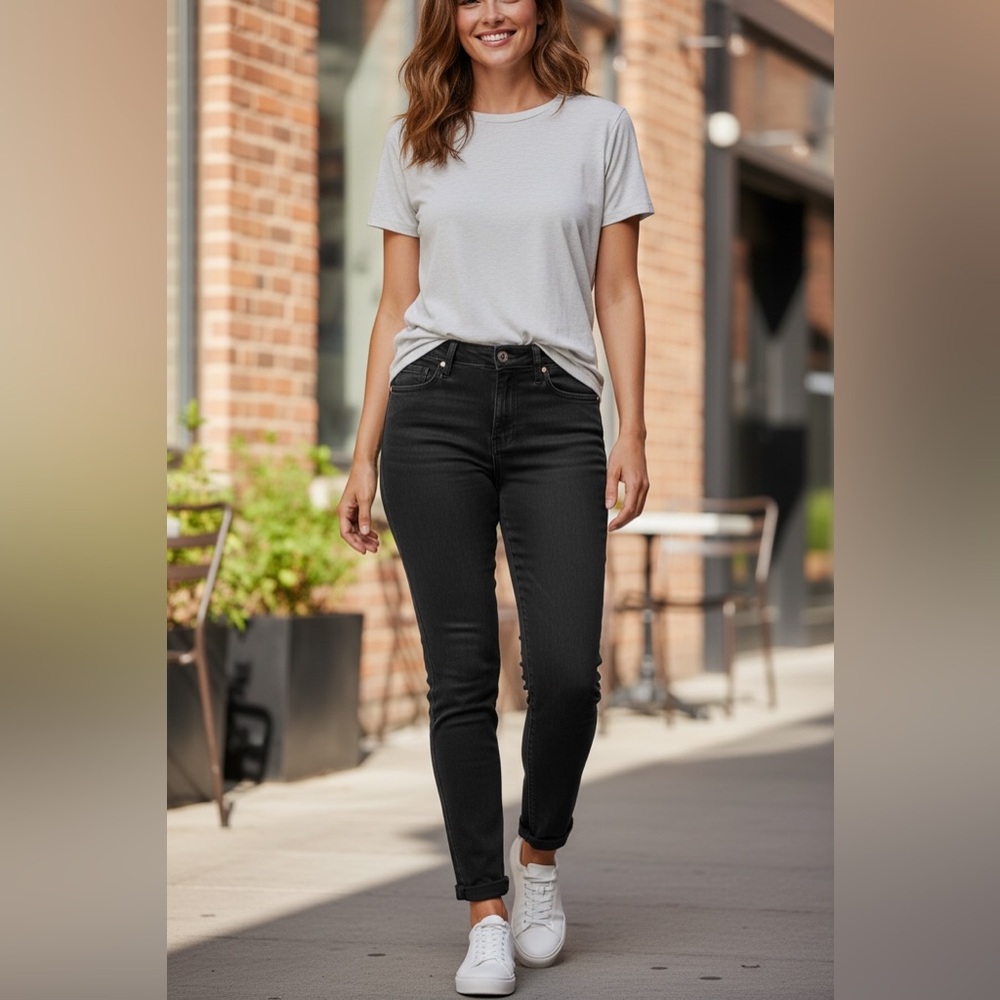 Cabi Cinch Skinny Jeans Washed Black Mid Rise Women's 12 Stretch Casual Comfort